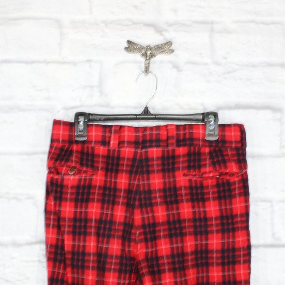 Vtg Pendleton Men's Red Black 100% Virgin Wool Pants Slacks Size 34 - Picture 7 of 8